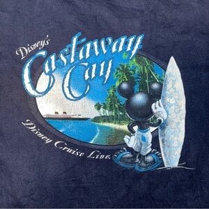 Vtg Y2k Disney Surf Cruise Line Shirt L Castaway Cay‎ Mickey Mouse Graphic Blue